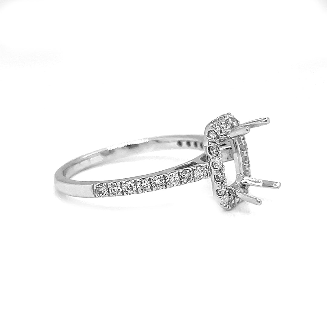 Semi-Mount Fits 6.5X5 mm with Natural Diamond Bridal Ring, in White Gold