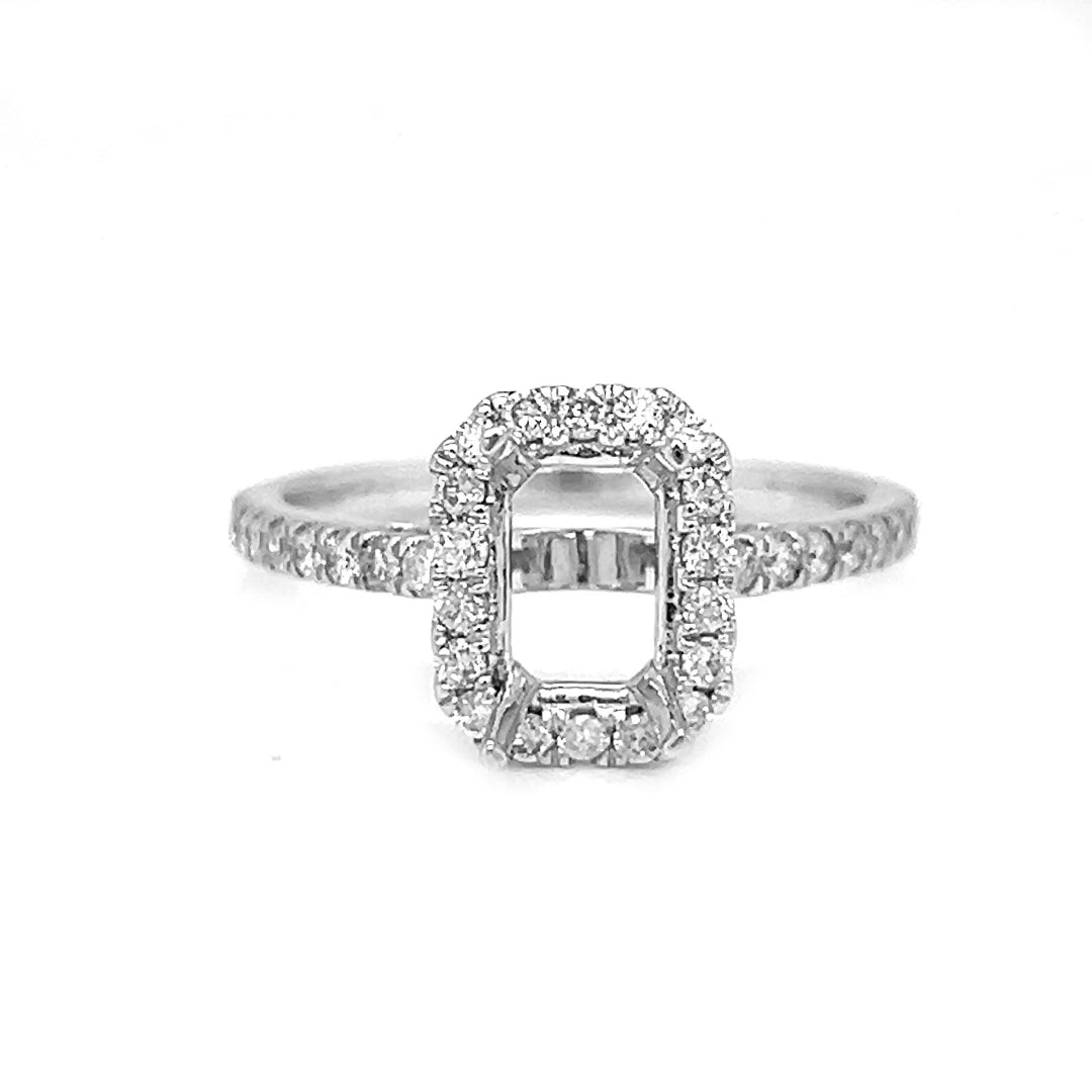 Semi-Mount Fits 6.5X5 mm with Natural Diamond Bridal Ring, in White Gold