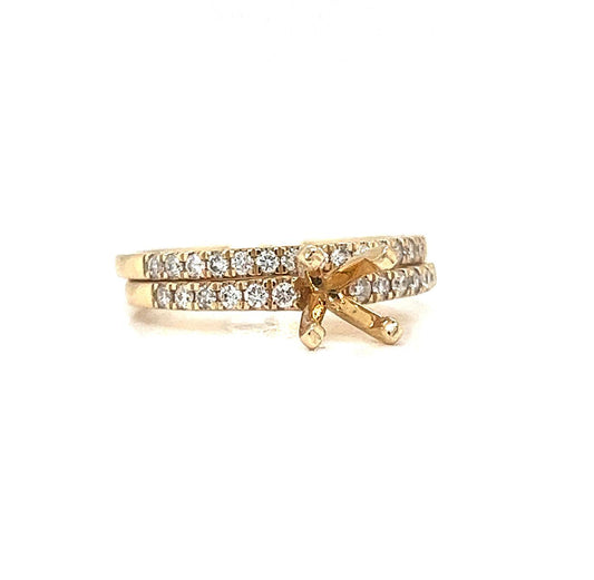 Semi-Mount Fits 5.5–7 mm with Natural Diamond Ring, in Yellow Gold