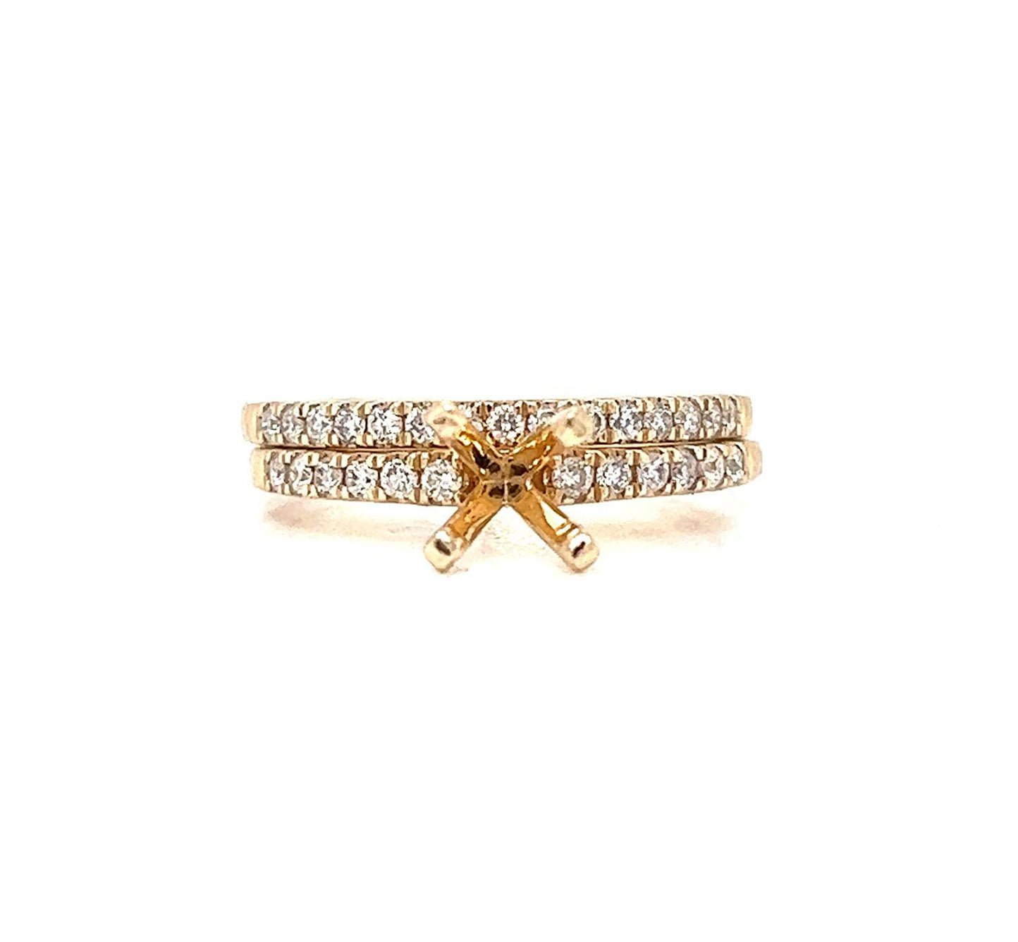 Semi-Mount Fits 5.5–7 mm with Natural Diamond Ring, in Yellow Gold