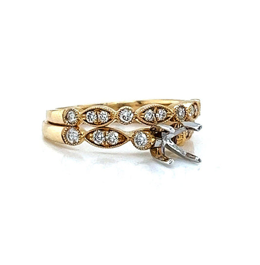 Semi-Mount Fits: 5.5–7 mm with Natural Round Diamond Ring, in Yellow Gold