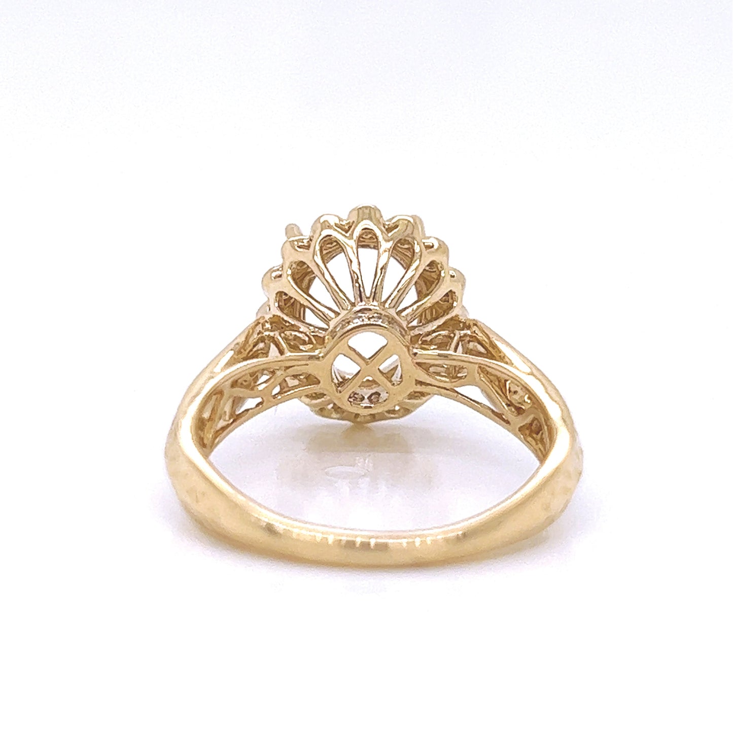 Semi-Mount Fits 10 x 8 mm with Natural Round Diamond Bridal Ring, in Yellow Gold