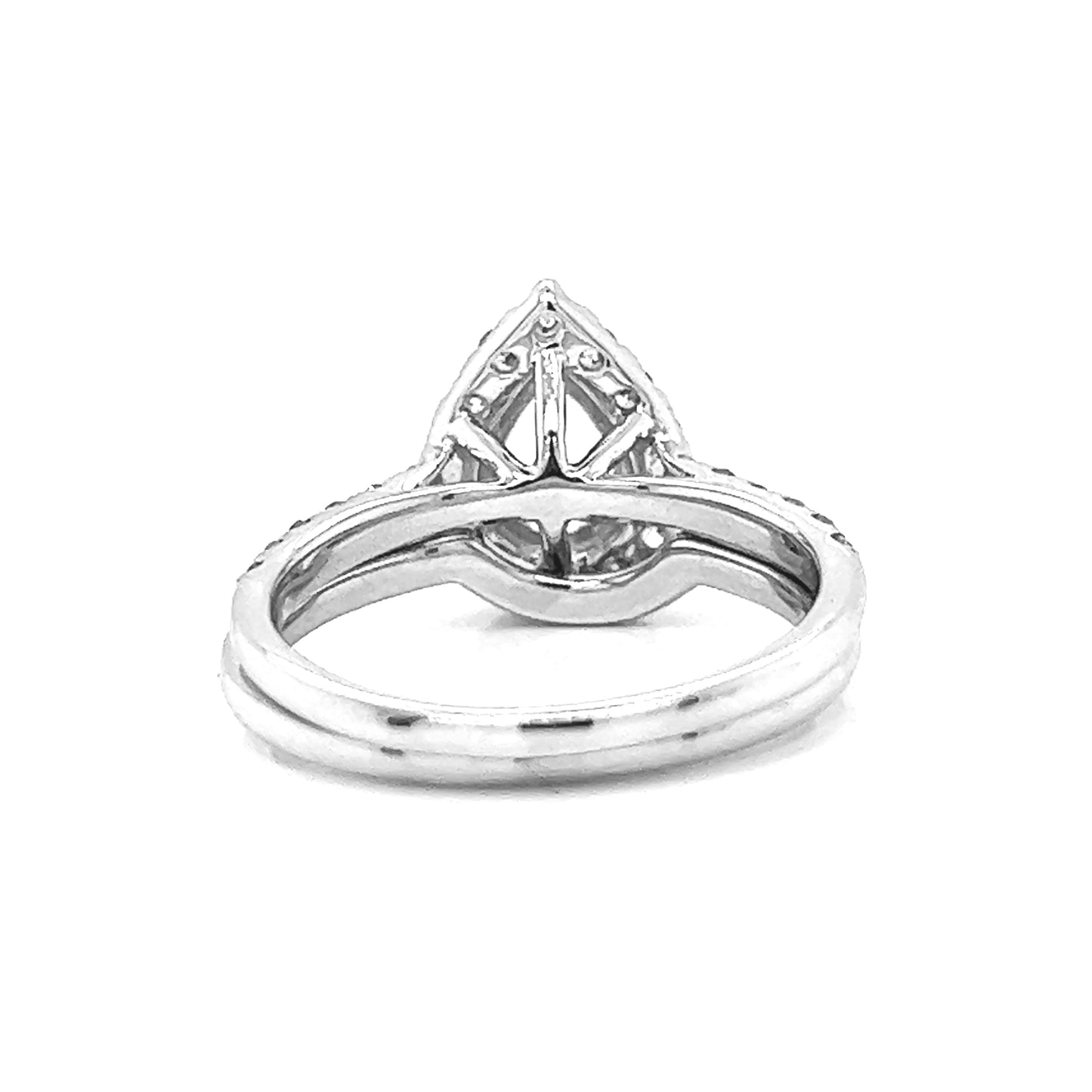 Semi-Mount Fits Pear Shape with Natural Diamond Halo Ring, in White Gold