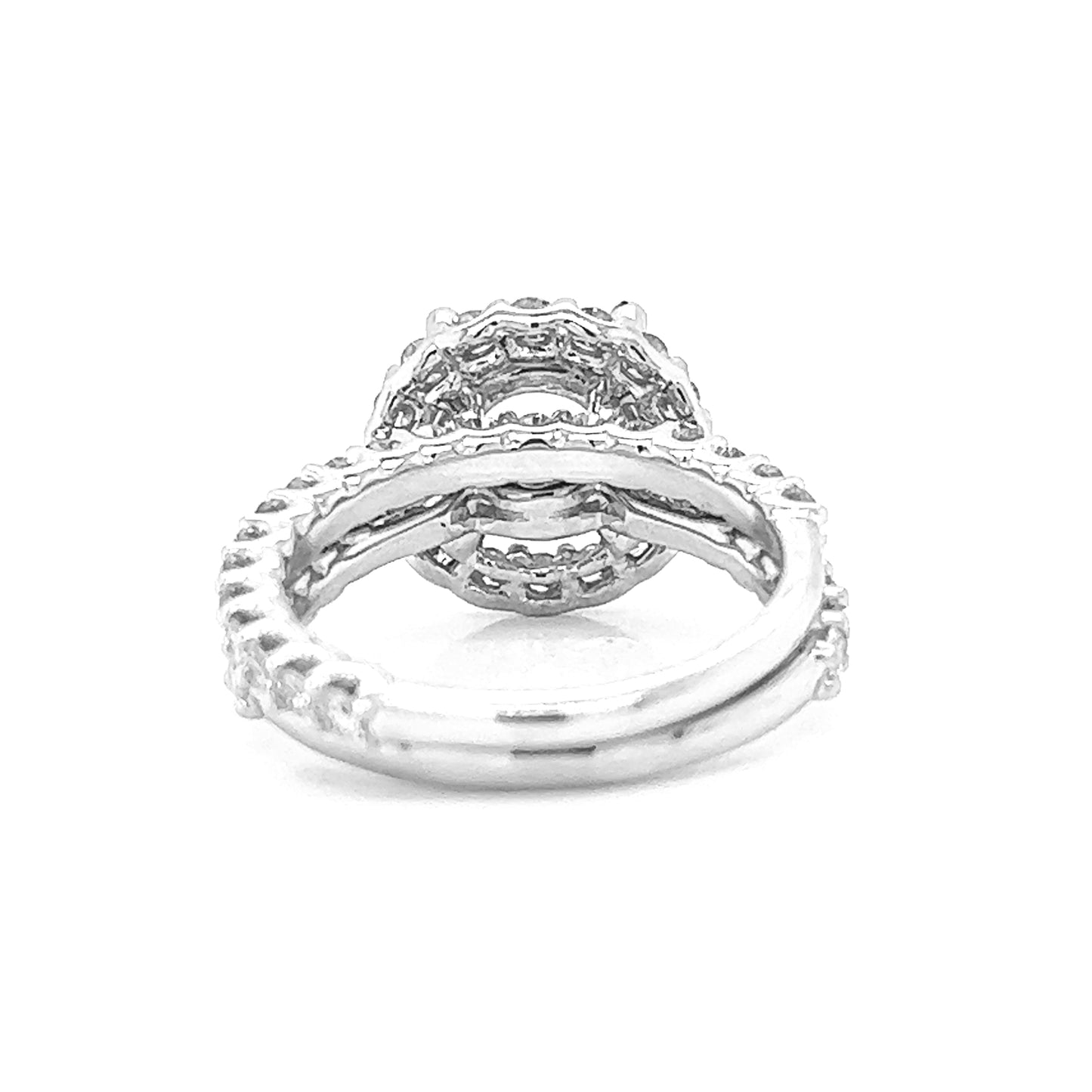 Semi-Mount Fits: 8 mm with Natural Diamond Halo Bridal Band Ring, in White Gold