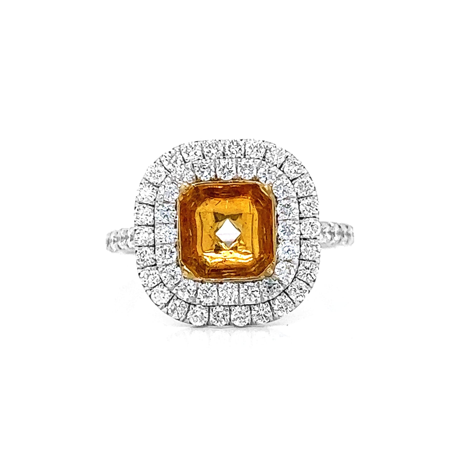 Semi-Mount Fits 7.0mm with Natural Diamond Double Halo Bridal Ring, in White Gold