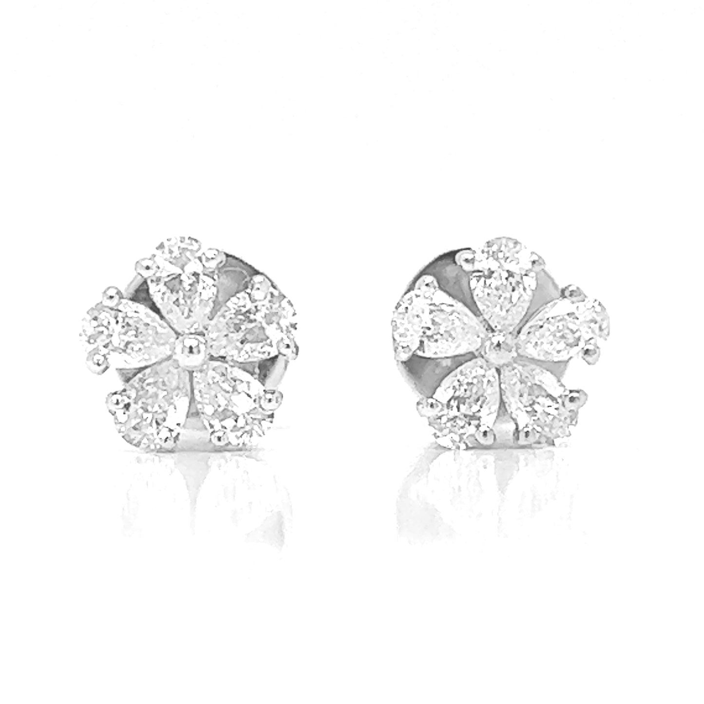 Ella Pear Shaped Diamond Stud Earrings, in White Gold