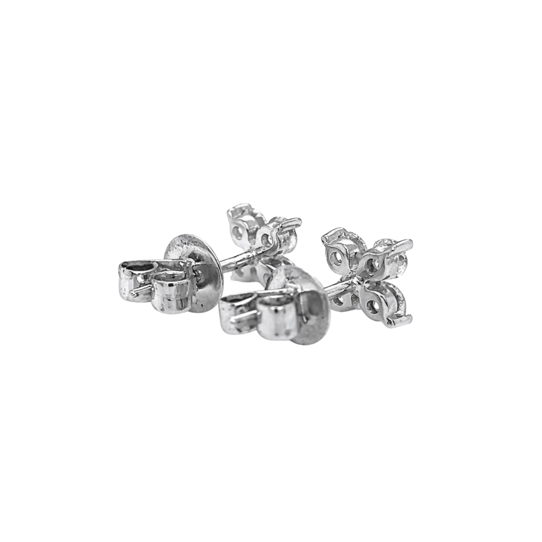 Natural Diamond Cluster Stud Earrings, White Gold