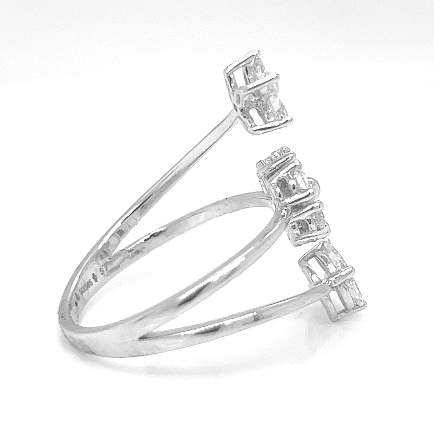 Natural Marquise and Pear Shaped Diamond Bypass Cocktail Ring, in White Gold