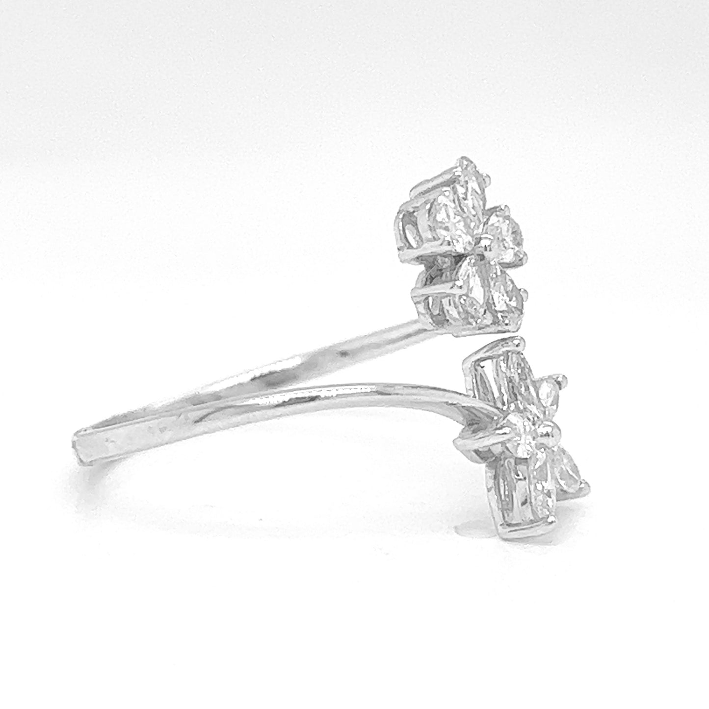 Natural Marquise and Pear Shaped Diamond Bypass Cocktail Ring, in White Gold