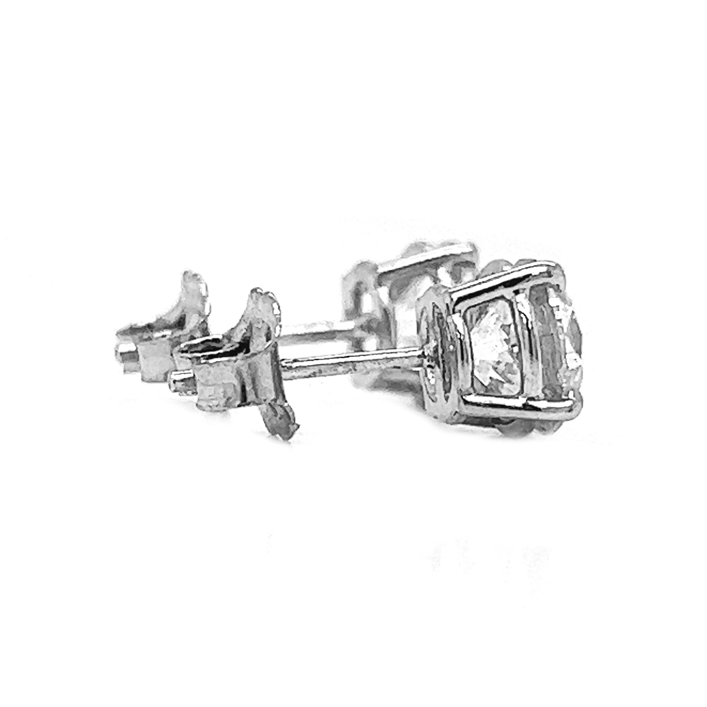 2 ct.tw. Natural Round Diamond Stud Earrings, in White Gold