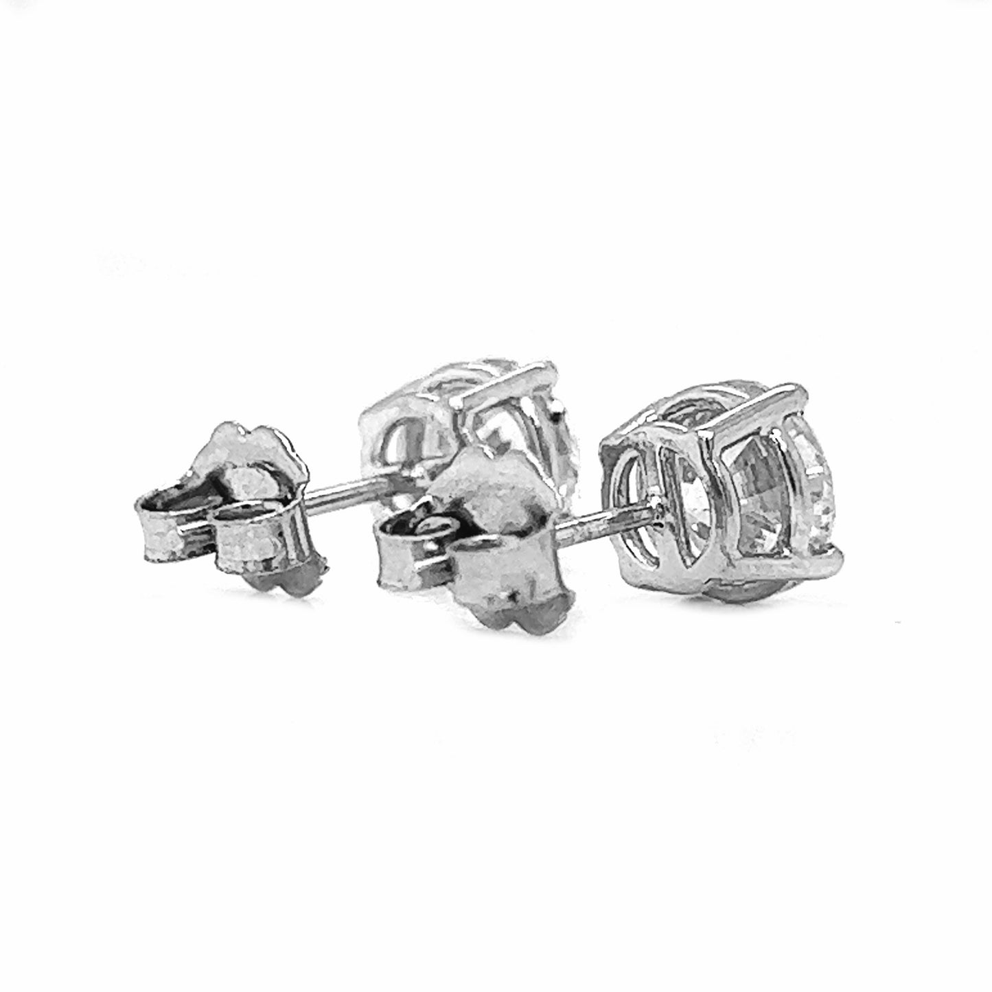 2 ct.tw. Natural Round Diamond Stud Earrings, in White Gold