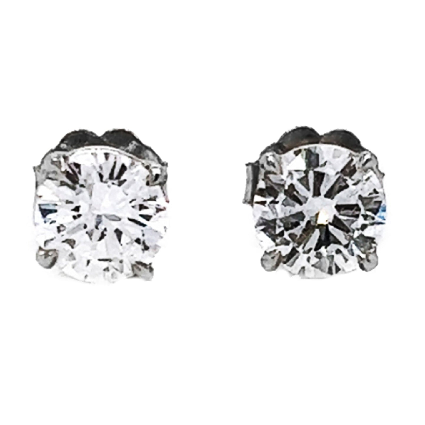 1 ct.tw. Natural Round Diamond Stud Earrings, in White Gold