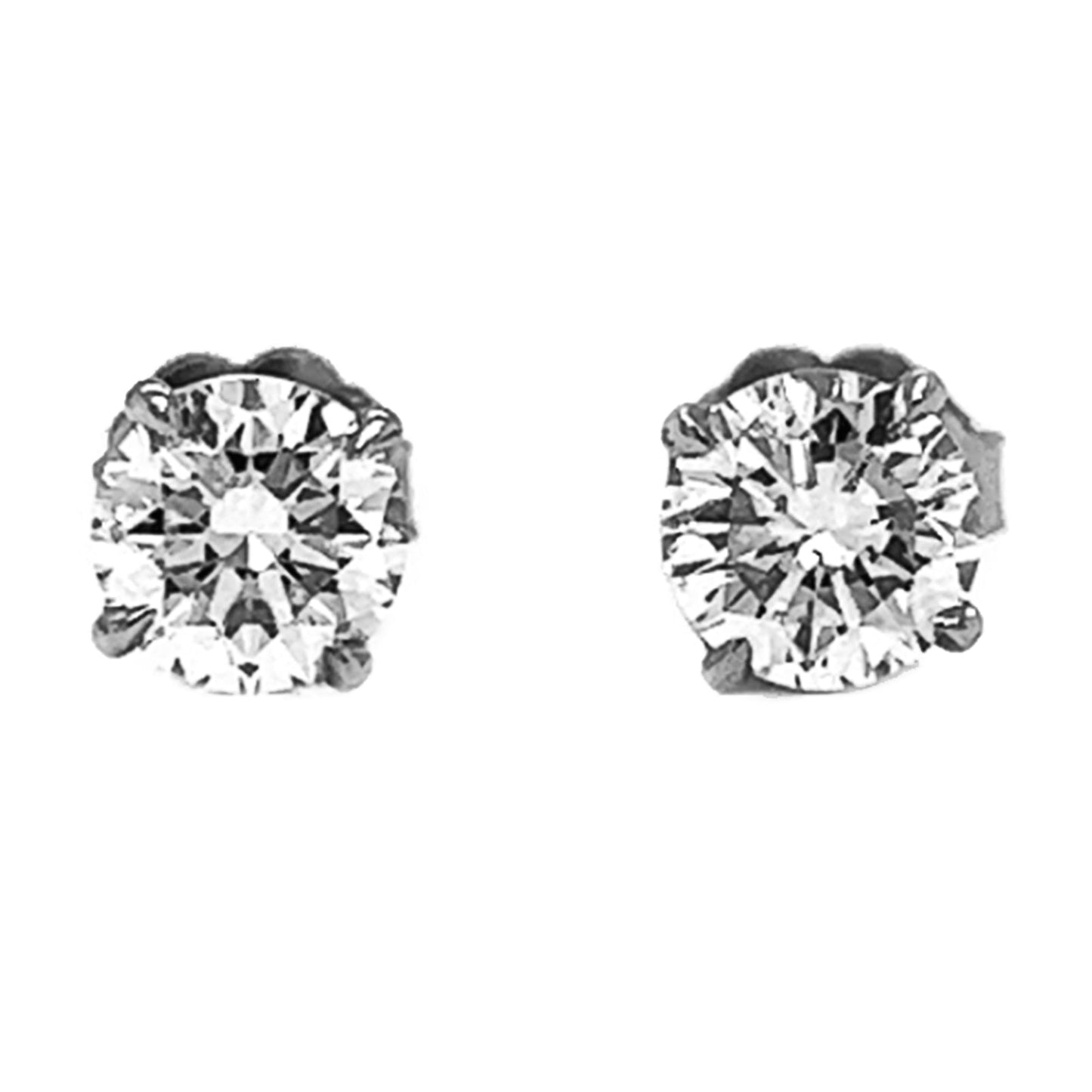 1.21 ct.tw. Natural Round Diamond Stud Earrings, in White Gold