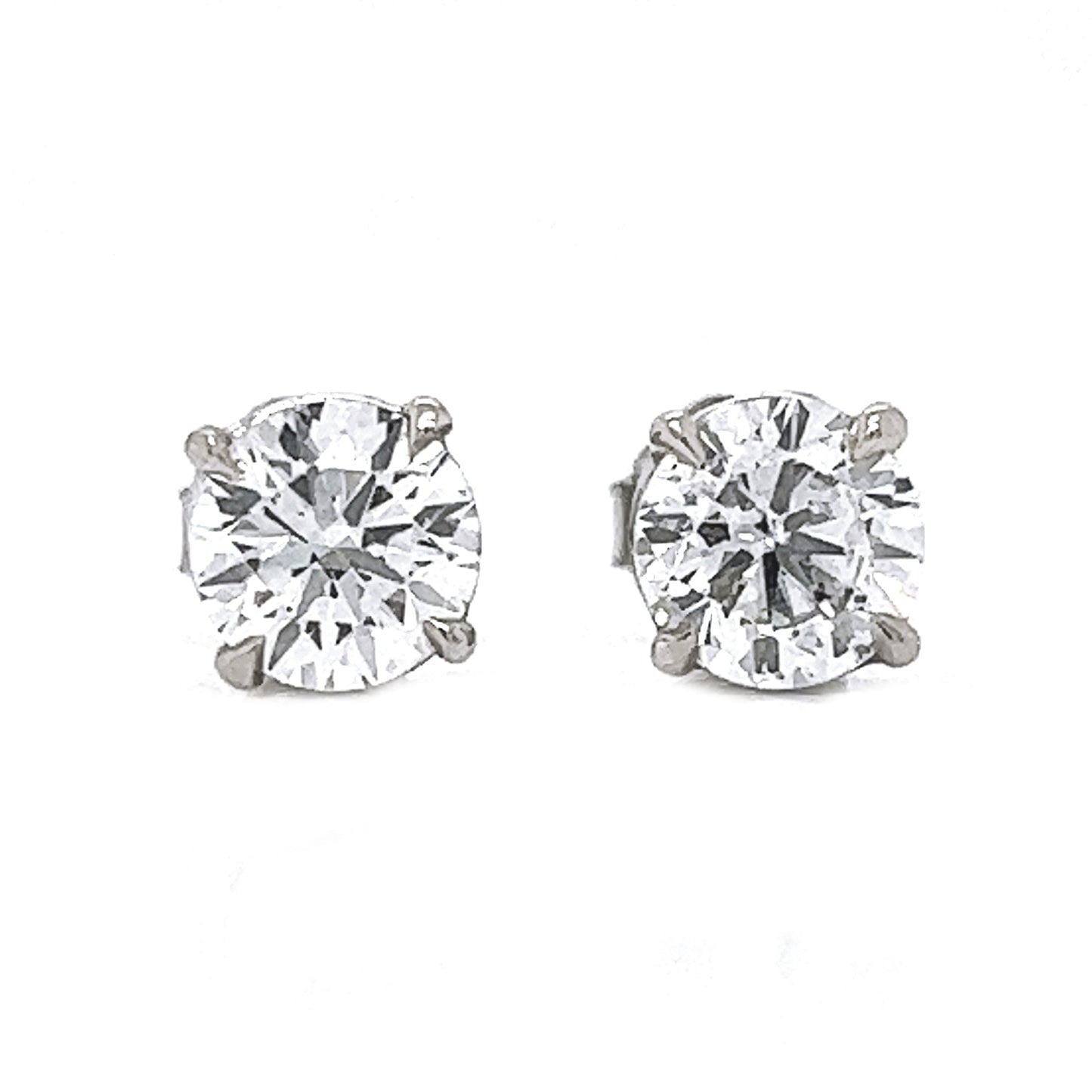 1.41 ct.tw. Natural Round Diamond Stud Earrings, in White Gold