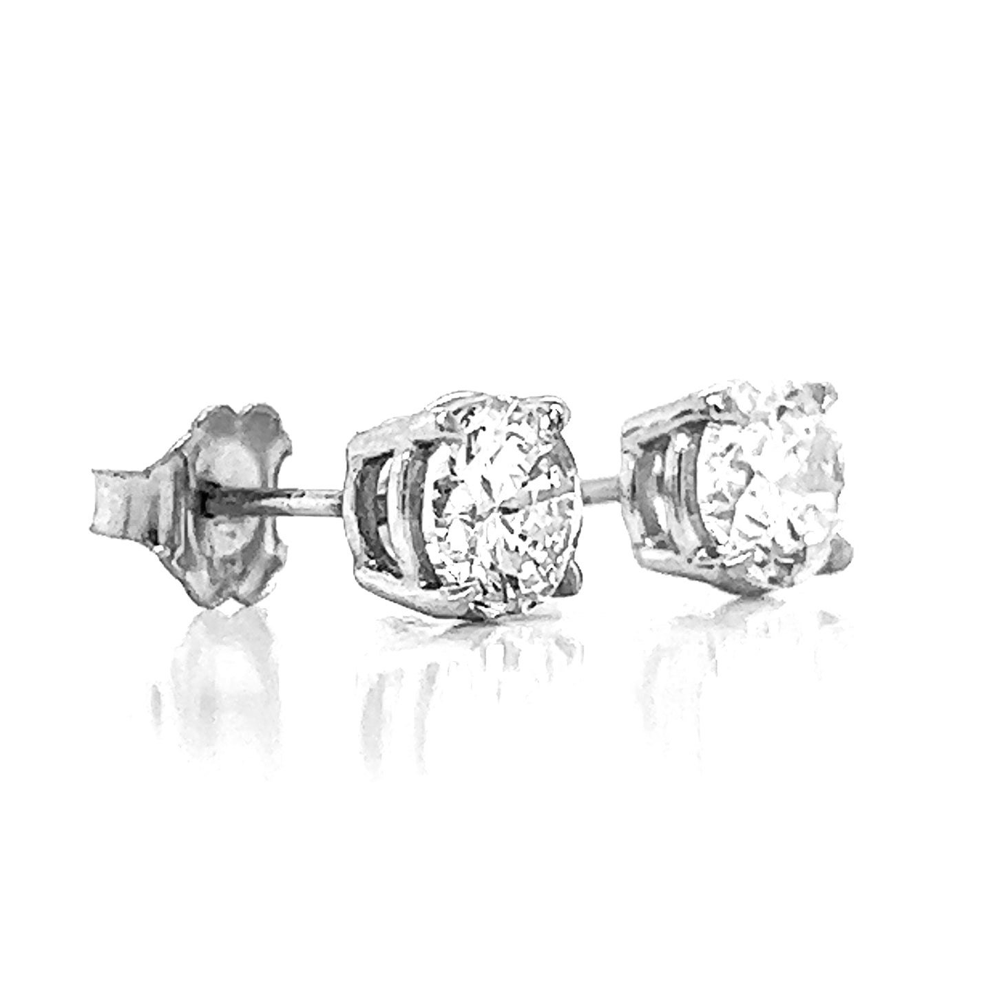 Natural Mined Round Diamond Stud Earrings White Gold