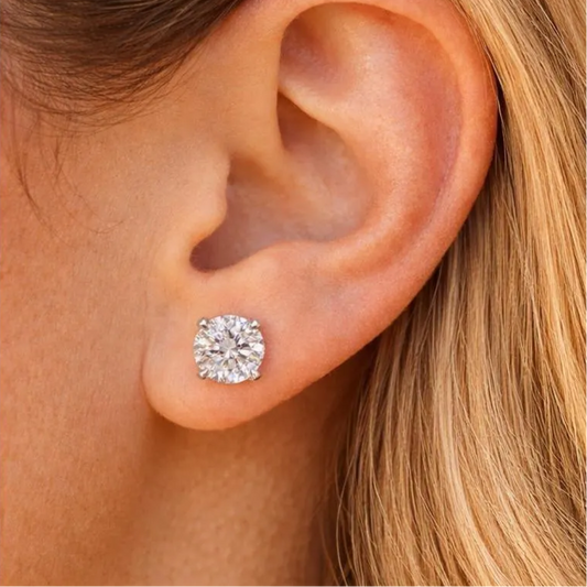 diamond studs on model