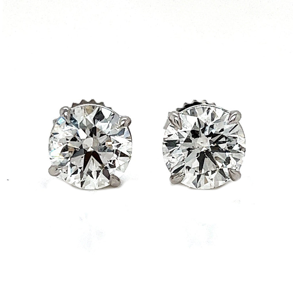4.12 ct.tw. Natural Round Diamond Stud Earrings, in White Gold