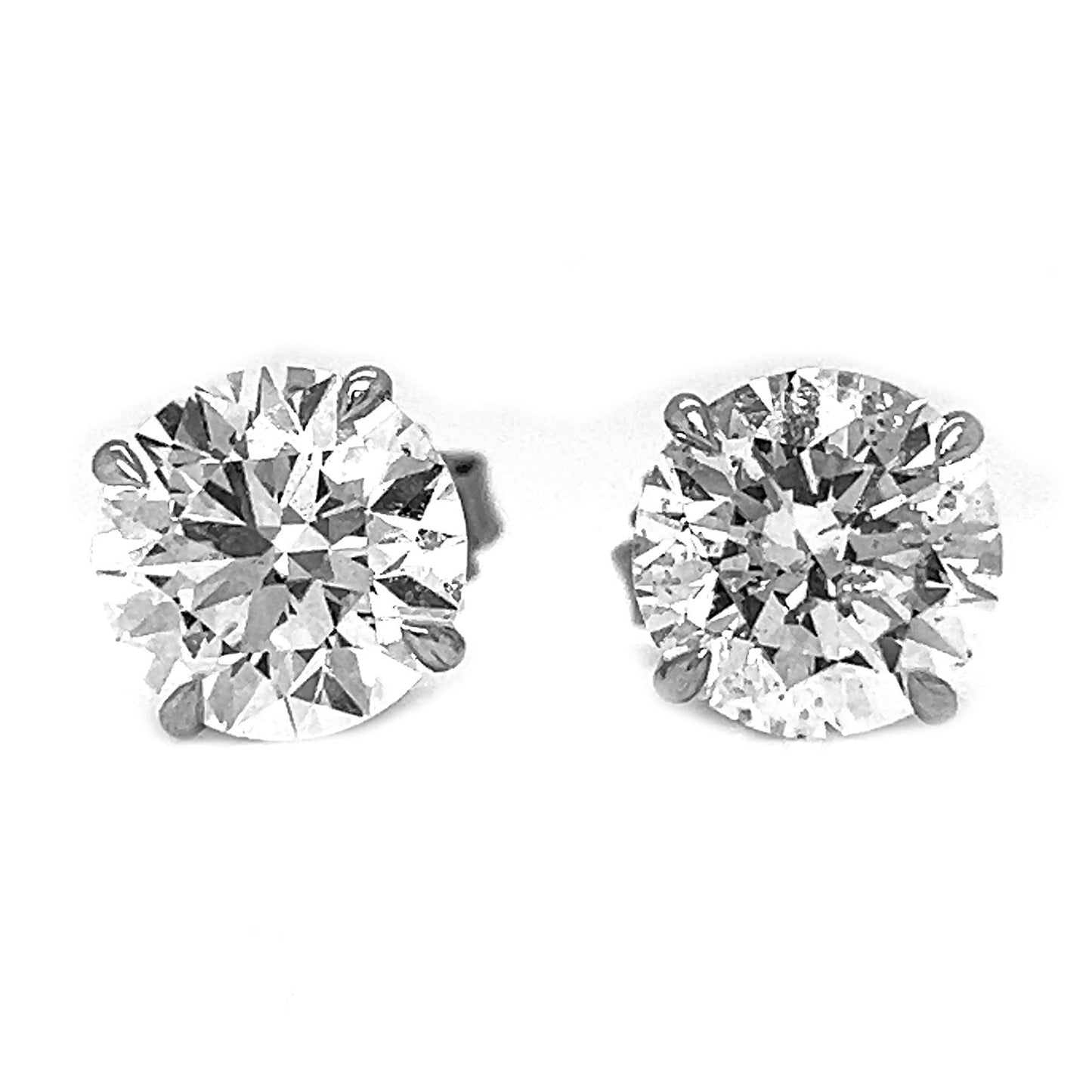 5.08 ct.tw. Natural Round Cut Diamond Stud Earrings, in White Gold