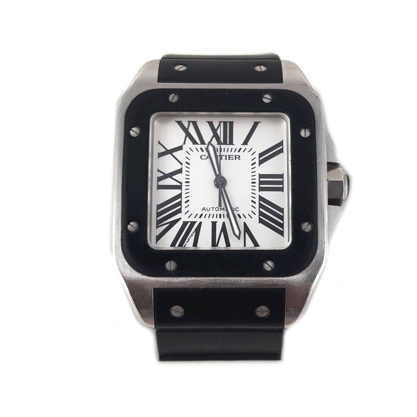Cartier Santos 100 XL Stainless Steel Rubber-Clad Watch – Pre-Owned