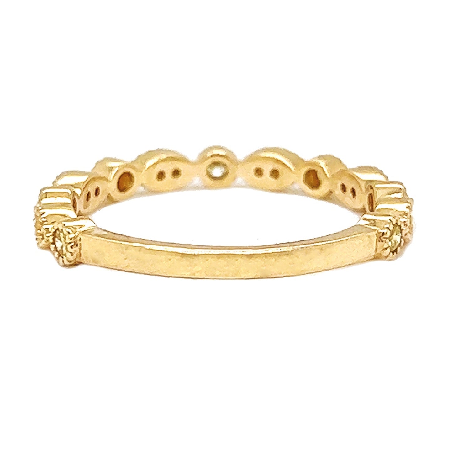 Natural Fancy Yellow Diamond Milgrain Beaded Ring, in Yellow Gold