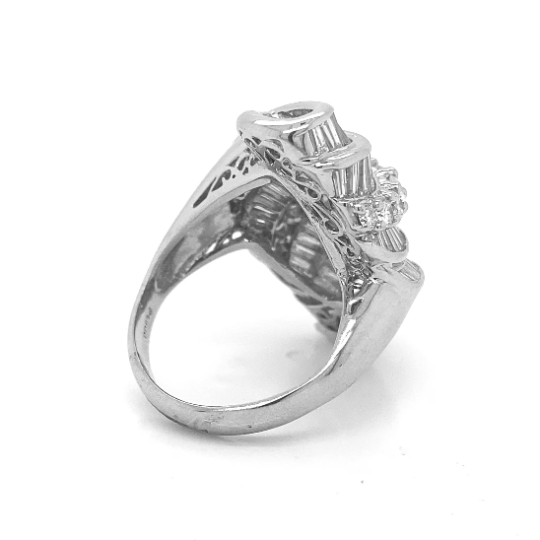 Natural Diamond Cluster Cocktail Ring Platinum