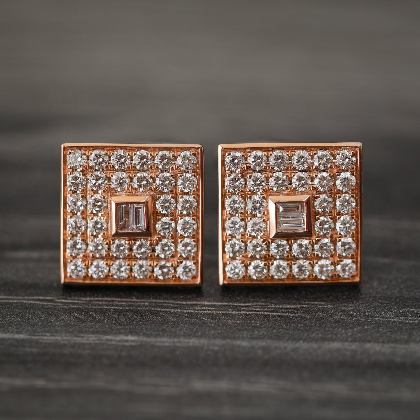 Natural Diamond Cocktail Cufflinks, in Rose Gold