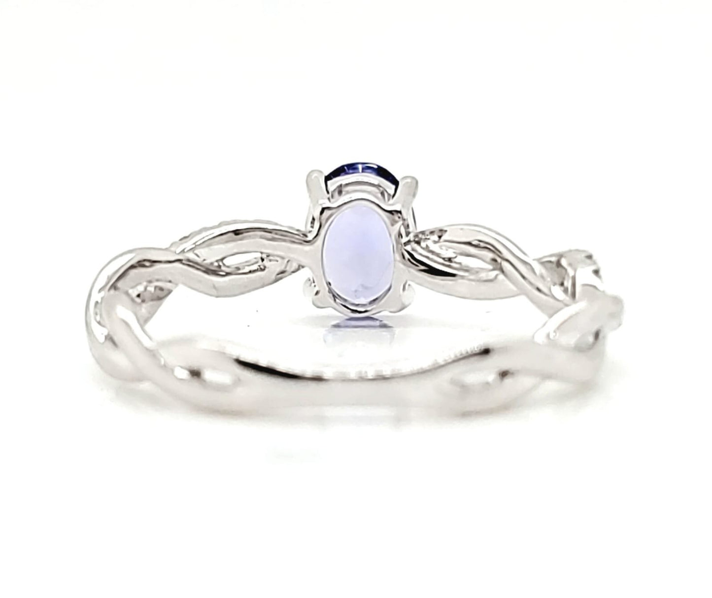 0.83 ct.t.w. Natural Oval Tanzanite and Diamond Bridal Ring, in White Gold