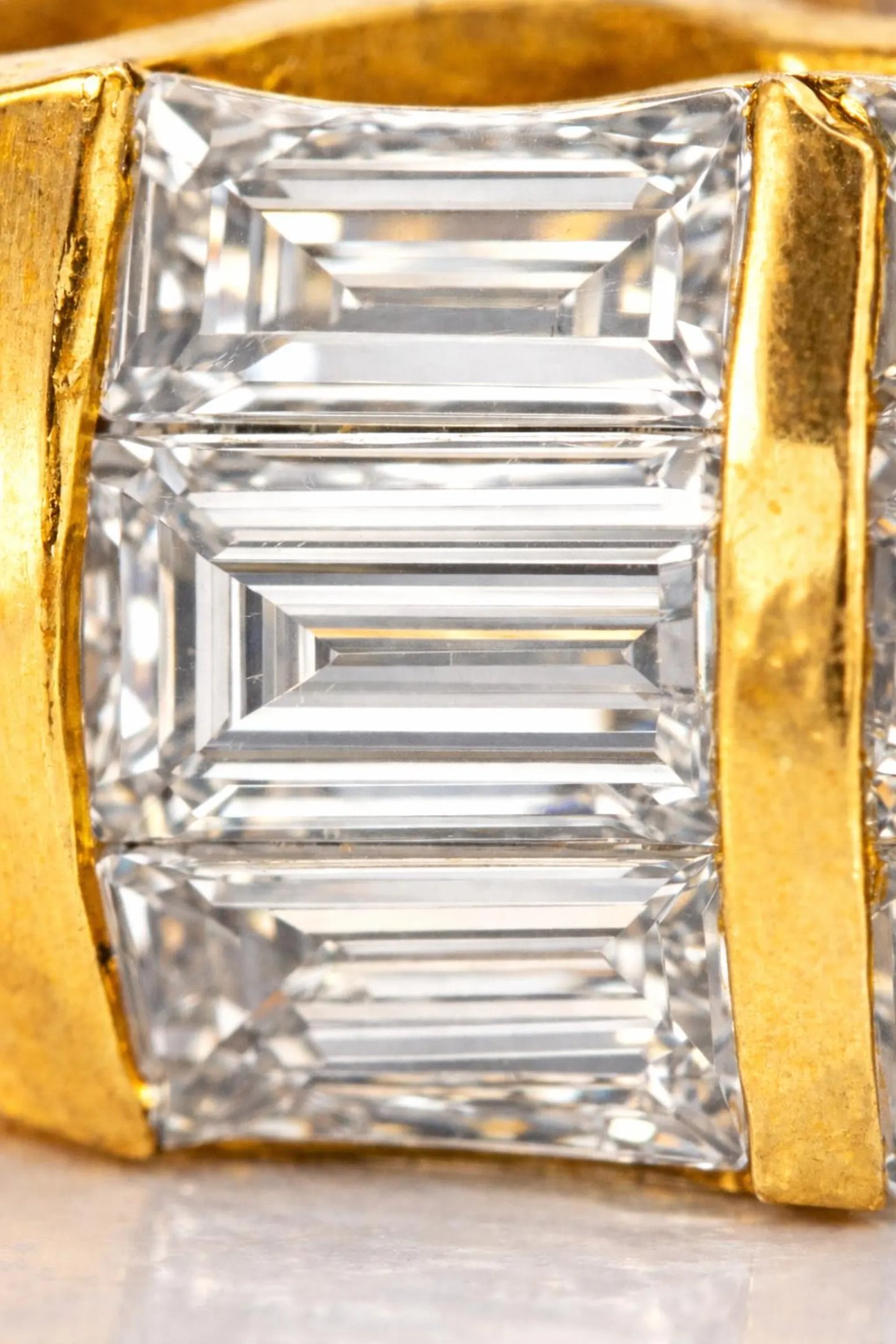 Semi-Mount Bridal Ring with Natural Baguette Diamond, in Yellow Gold