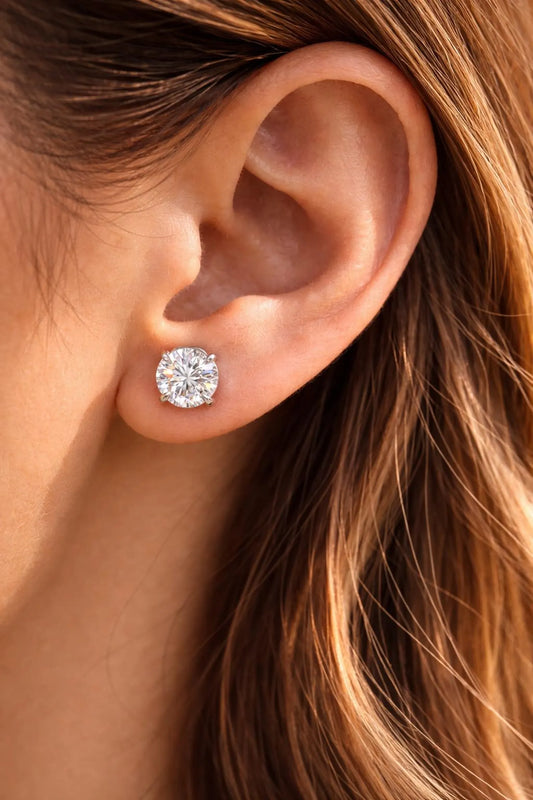 1.08 ct.tw. Natural Round Diamond Stud Earrings, in White Gold