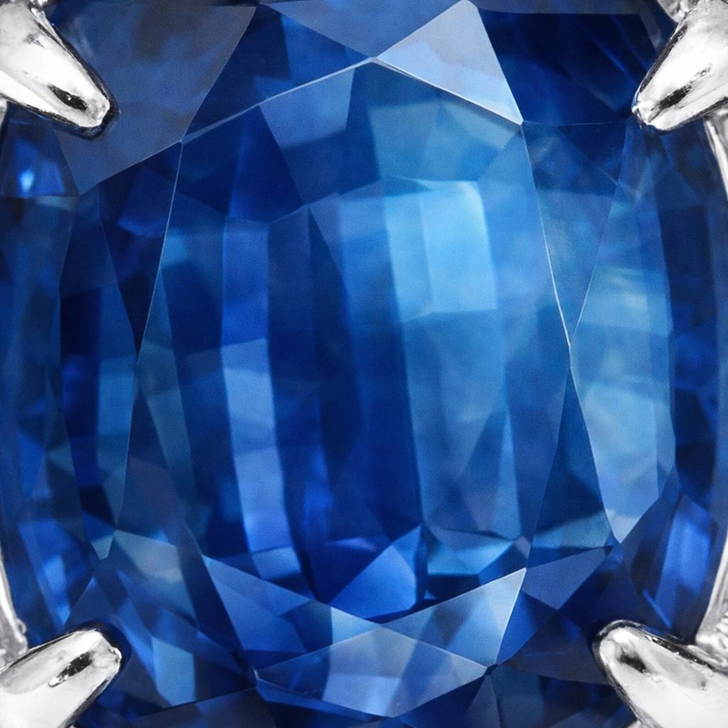Natural Blue Sapphire and Diamond Cluster Cocktail Platinum Ring