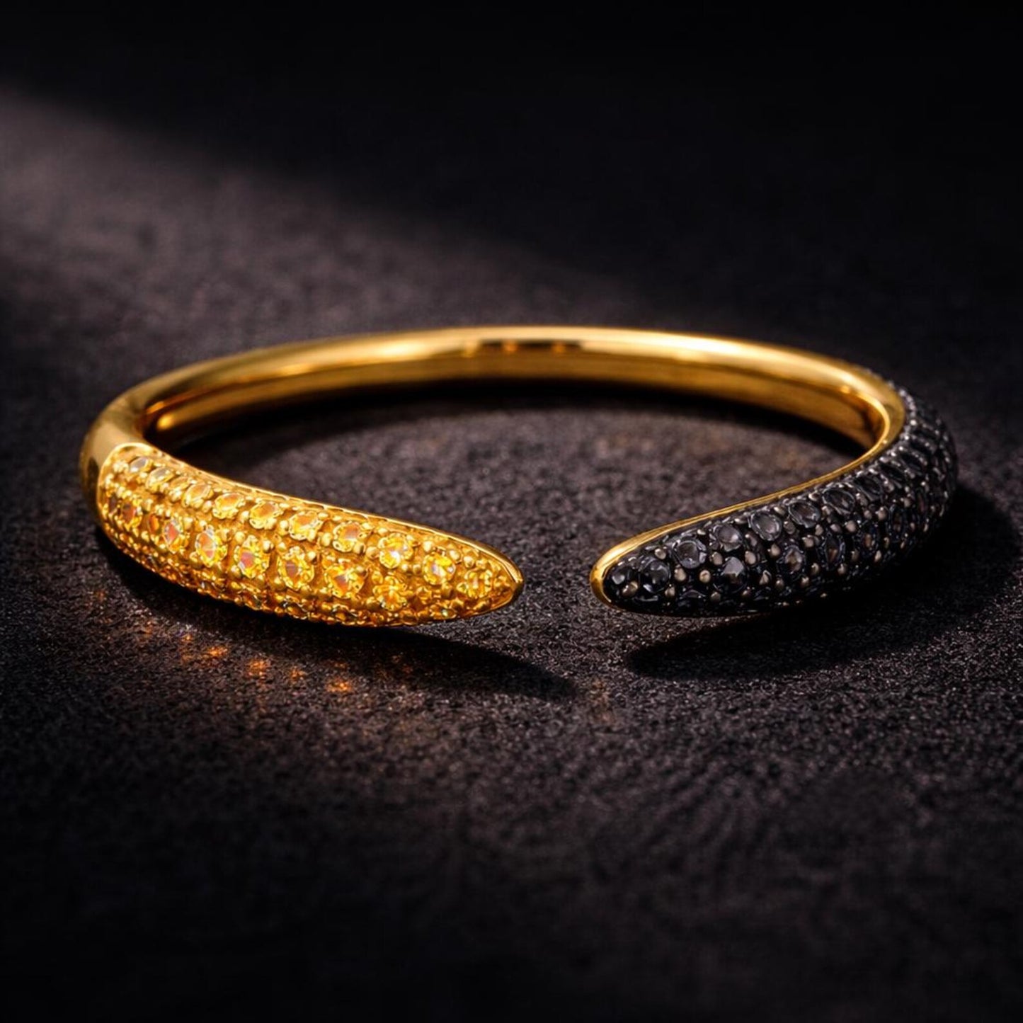 Natural Fancy Yellow and Black Diamond Band, in Yellow Gold