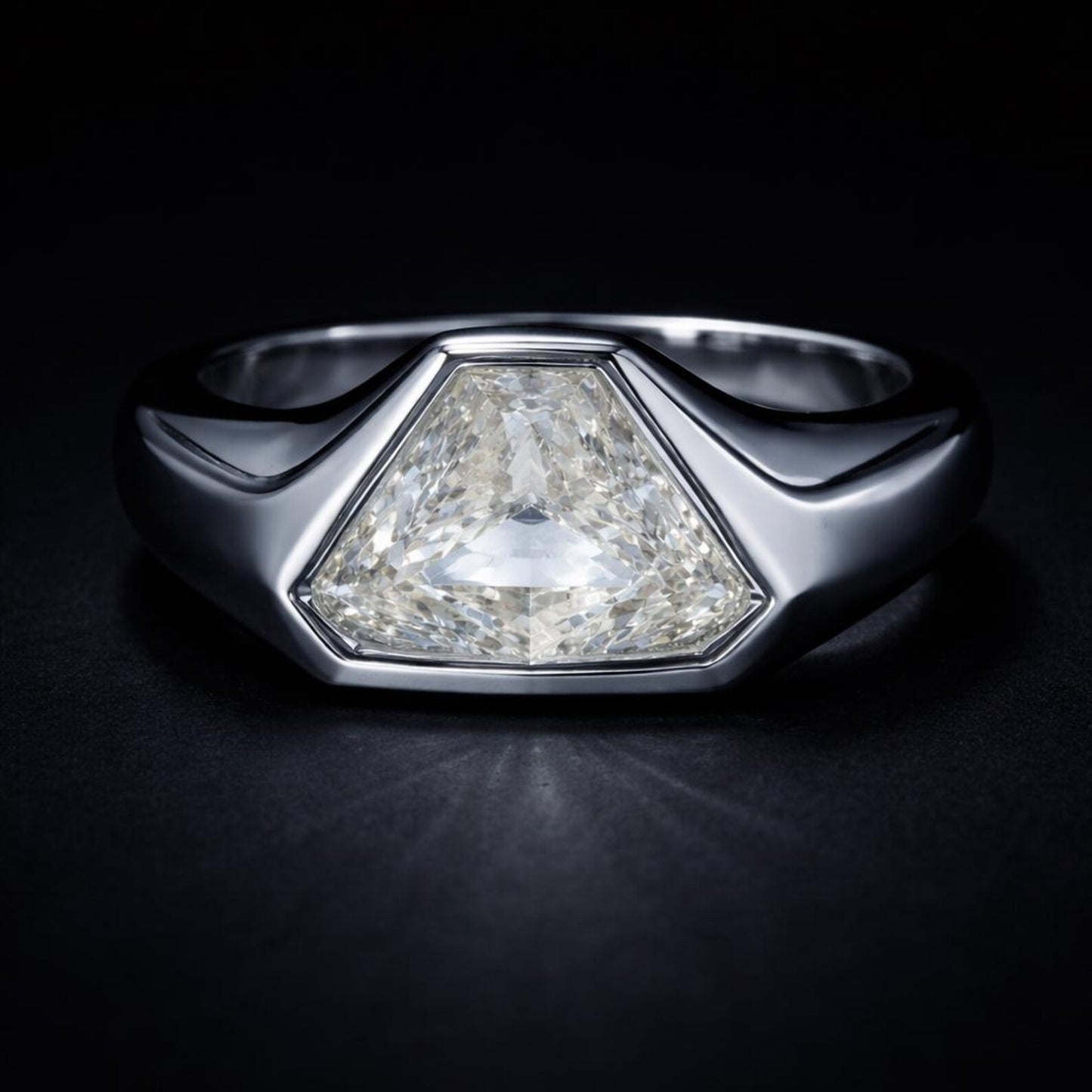 Natural Triangle Diamond Superman Solitaire Platinum Ring