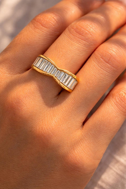 Natural Baguette Diamond Band Ring, in Yellow Gold