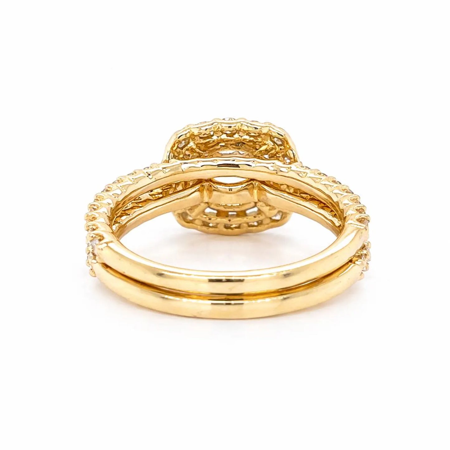 Semi-Mount Fits 8mm with Natural Round Diamond Halo Bridal Ring, in Yellow Gold