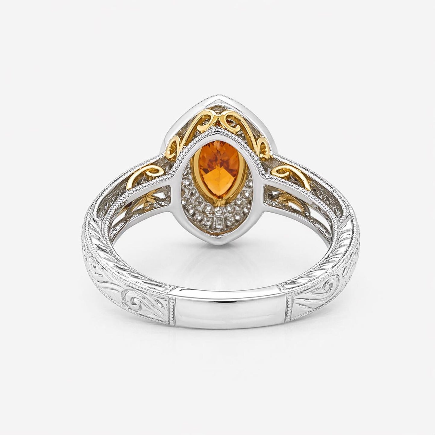 Natural Fancy Deep Brownish-Yellowish Orange Diamond Halo Bridal Ring Platinum