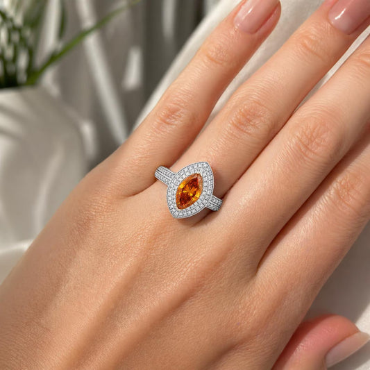Natural Fancy Deep Brownish-Yellowish Orange Diamond Halo Bridal Ring Platinum