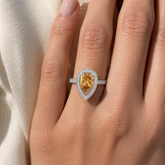 Natural Fancy Deep Brown-Yellow Diamond Halo Platinum Ring
