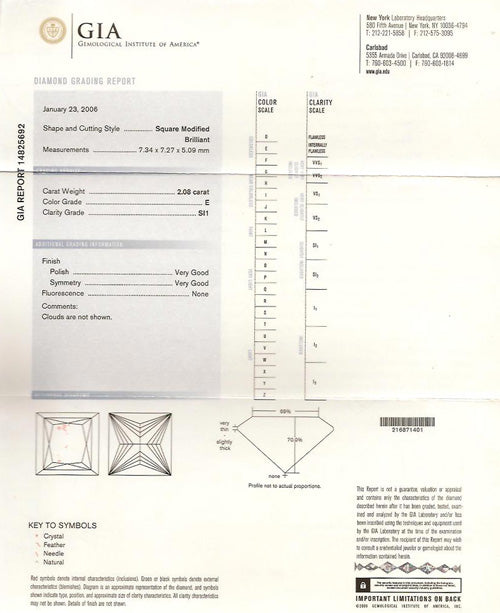 Natural Princess Cut Diamond 3 Stone Platinum Ring - Pre-owned