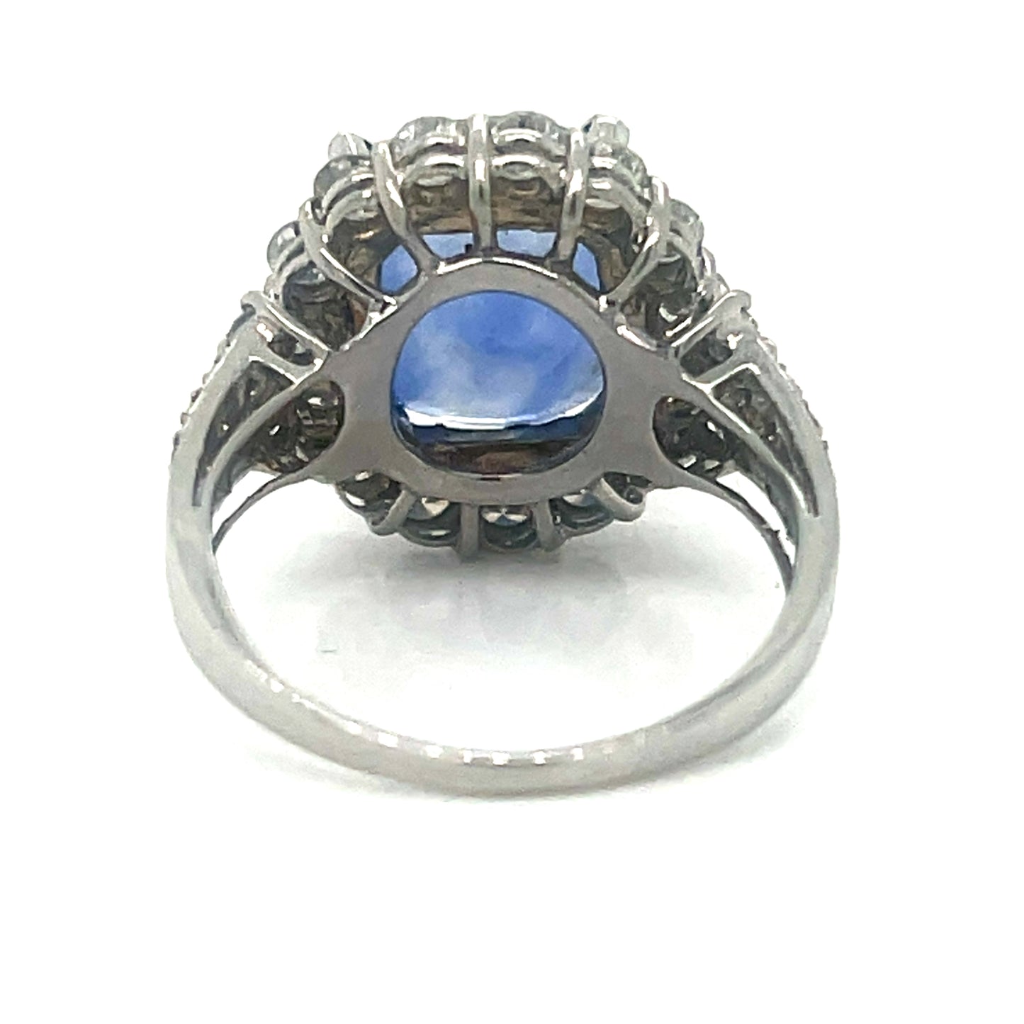 Natural No Heat Ceylon Sapphire & Diamond Bridal Platinum Ring - Pre-owned