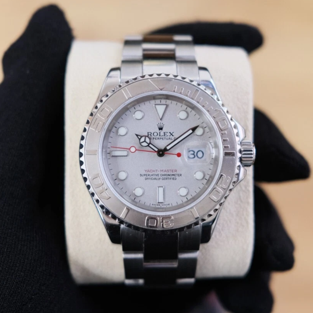Rolex Yacht-Master 40mm Stainless Steel & Platinum Watch – Pre-owned close up