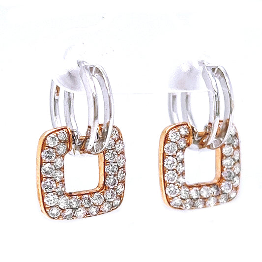 Natural Mined Round Fancy Light Pink Diamond Cocktail Earrings Two-Tone Gold