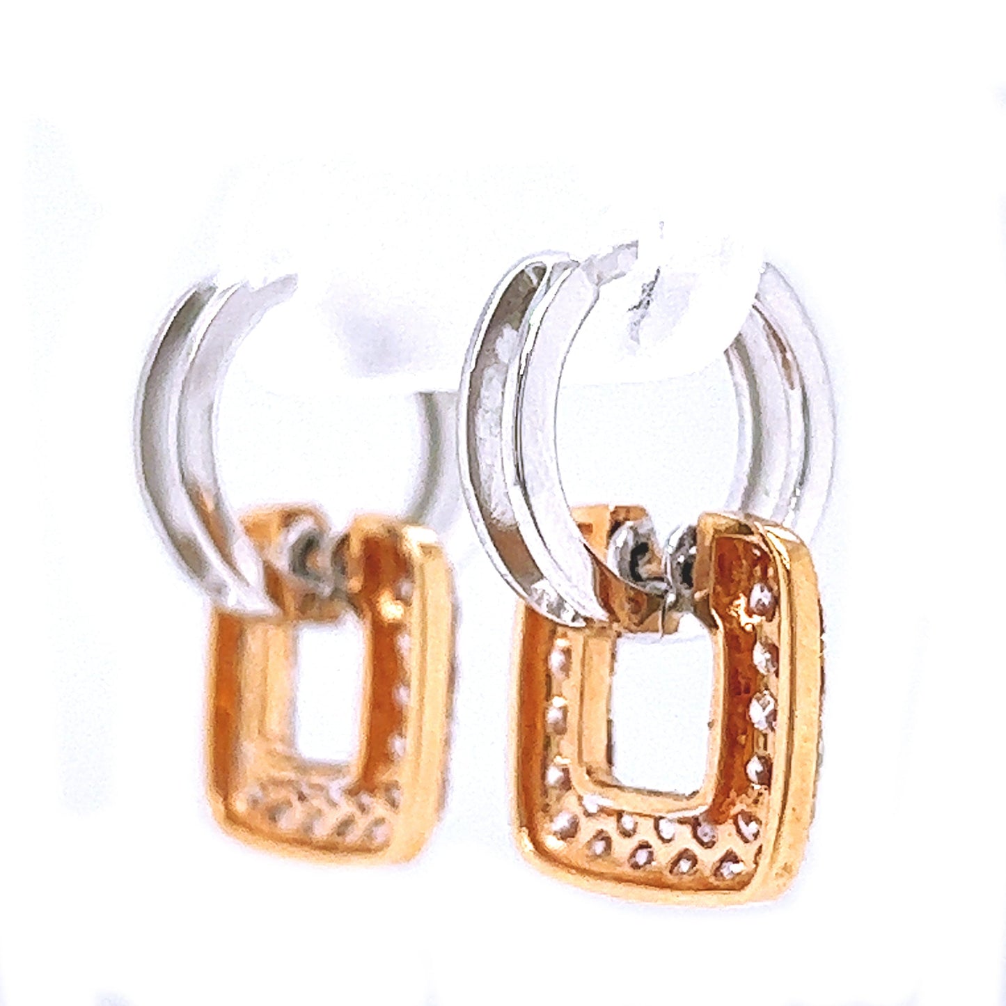Natural Mined Round Fancy Light Pink Diamond Cocktail Earrings Two-Tone Gold