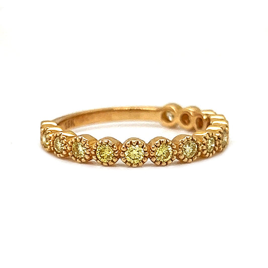 Natural Fancy Yellow Diamond Band Ring, in Yellow Gold