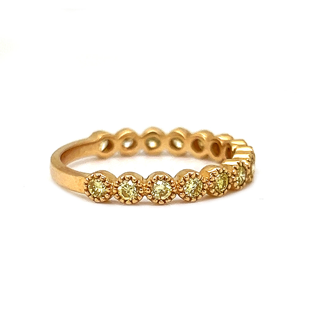 Natural Fancy Yellow Diamond Band Ring, in Yellow Gold