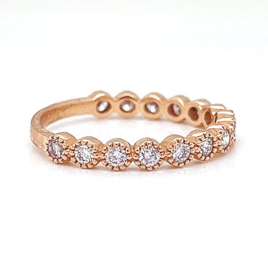 Natural Mined Fancy Light Pink Diamond Milgrain Beaded Ring Rose Gold