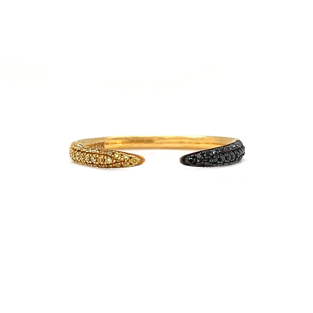 Natural Fancy Yellow and Black Diamond Band, in Yellow Gold