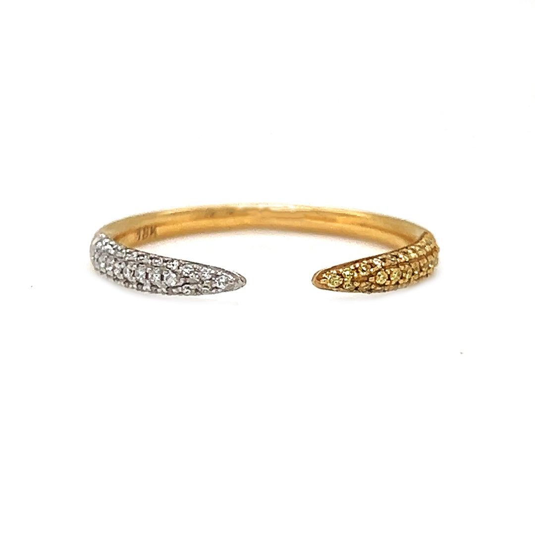 Natural Fancy Yellow & White Diamonds Nail Band Ring, in Yellow Gold