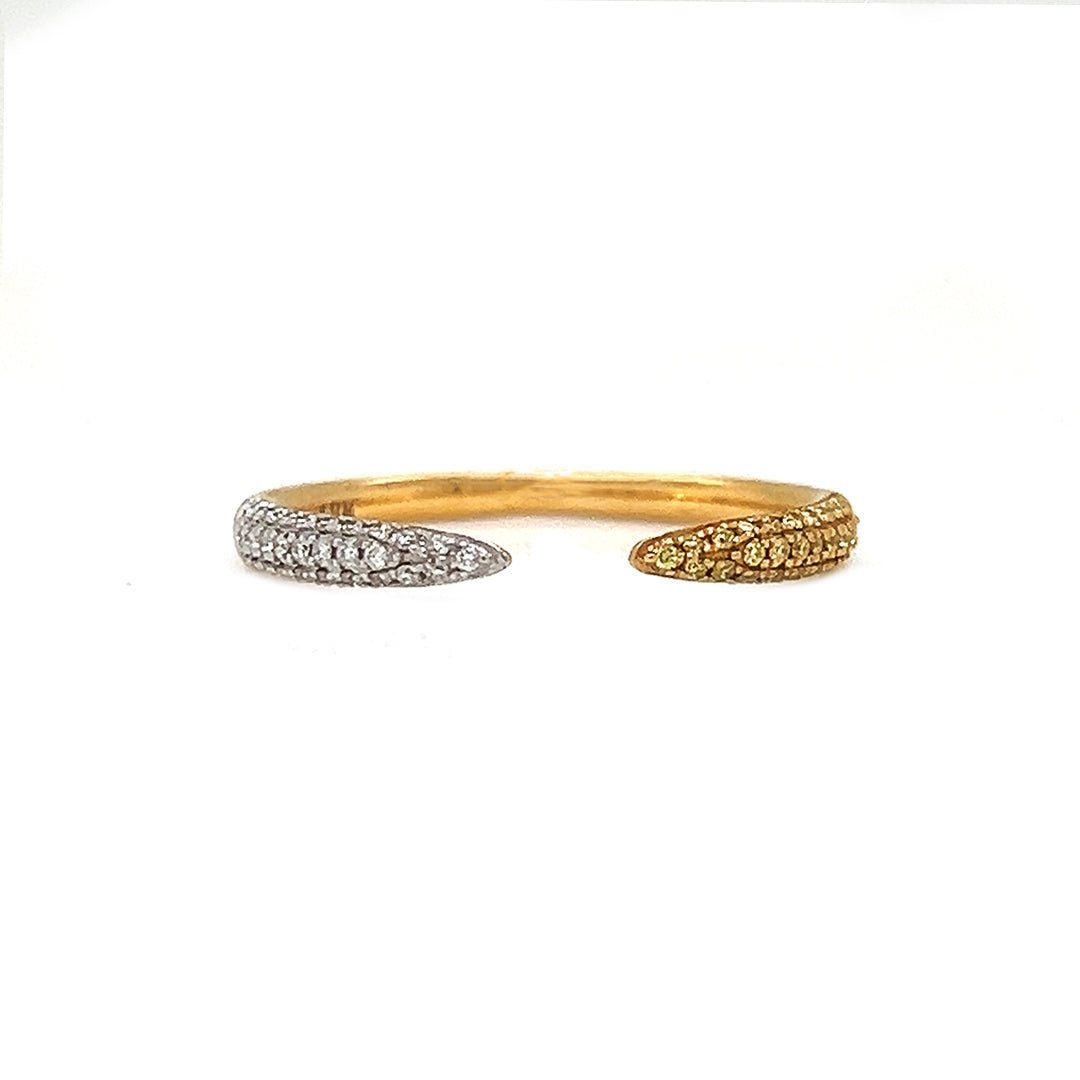 Natural Fancy Yellow & White Diamonds Nail Band Ring, in Yellow Gold