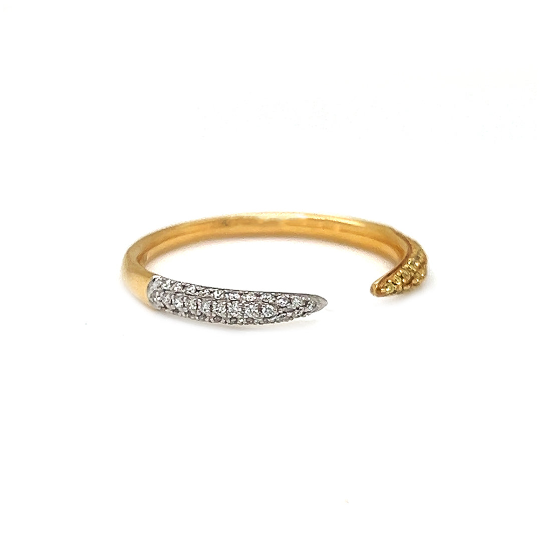 Natural Fancy Yellow & White Diamonds Nail Band Ring, in Yellow Gold