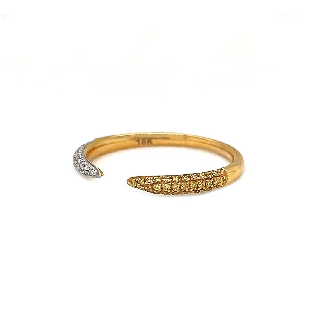 Natural Fancy Yellow & White Diamonds Nail Band Ring, in Yellow Gold